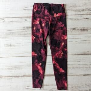 Old Navy Active Marbled Maroon and Black Print Leggings sz Large